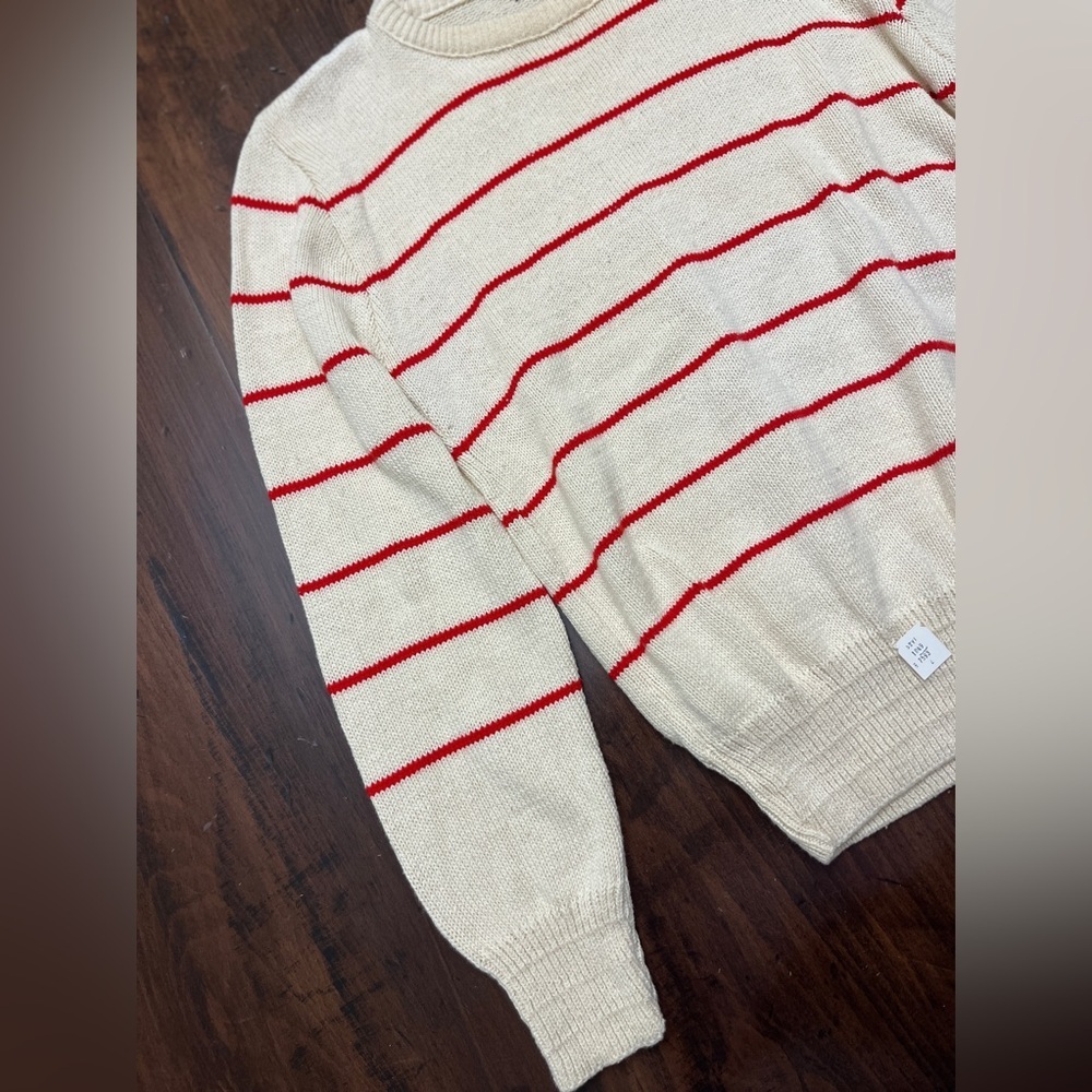 Par Four Sweater Vintage 90’s Deadstock Cream Red Stripes 100% Cotton Golf EUC - Picture 6 of 15